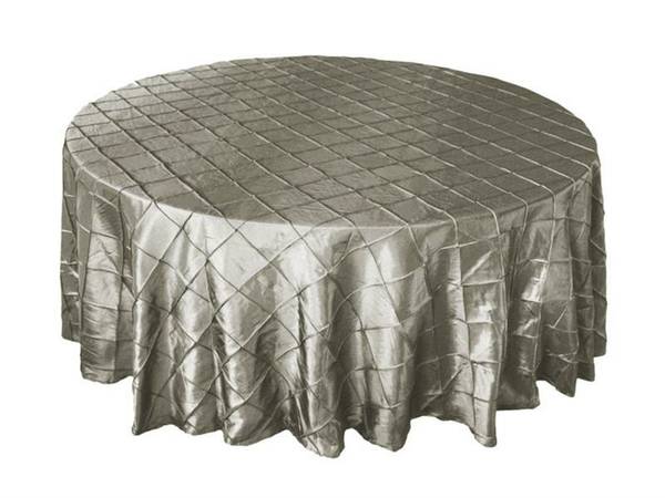 Silver Pintuck Round Tablecloth